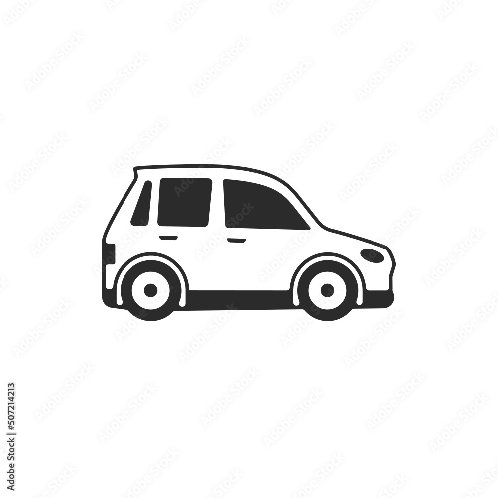 Eco car icon isolated on white. Transportation vehicle symbol vector illustration. Sign for your design, logo, presentation etc.