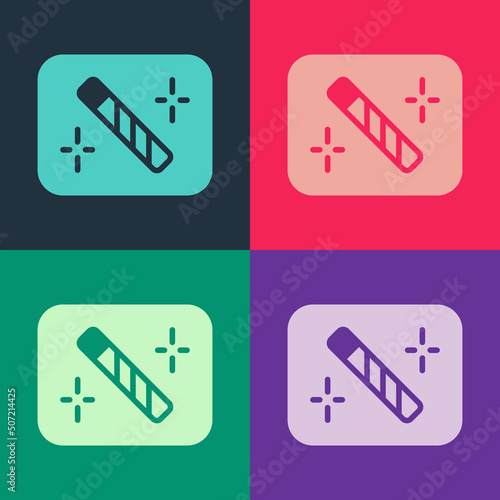 Pop art Photo retouching icon isolated on color background. Photographer, photography, retouch icon. Vector