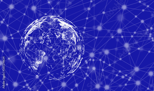 global communication network technology concept blue background