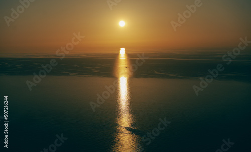 beautiful orange sunset over the sea in europe during evening 