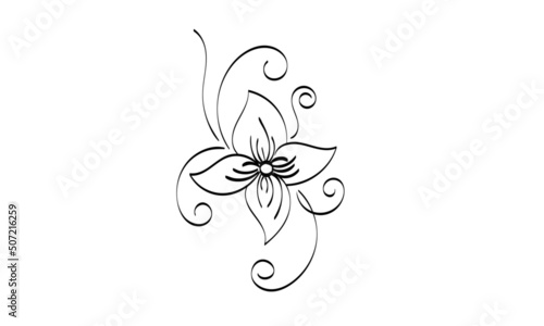 Flower Hand Embroidery floral pattern design. Easy to print flower coloring page. 