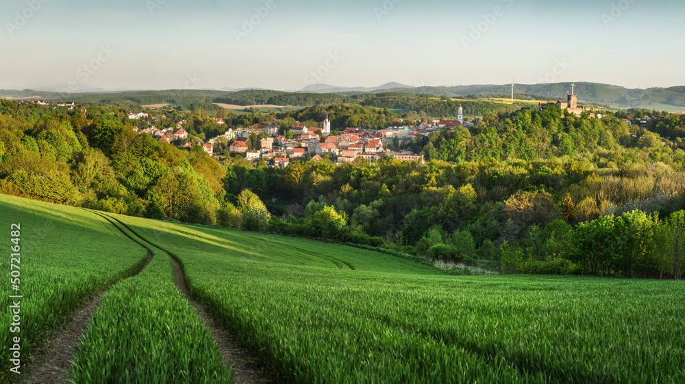 Spring view of Bolkow town, Lower Silesia, Poland