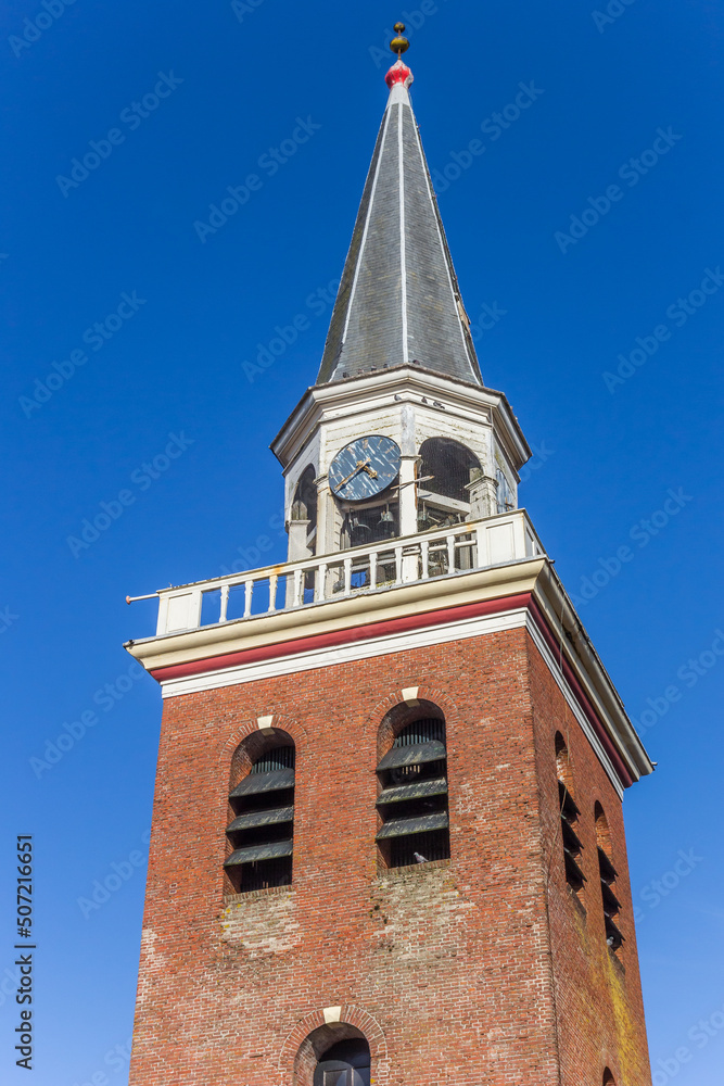 Tower of the historic Nicolai church in Appingedam, Netherlands