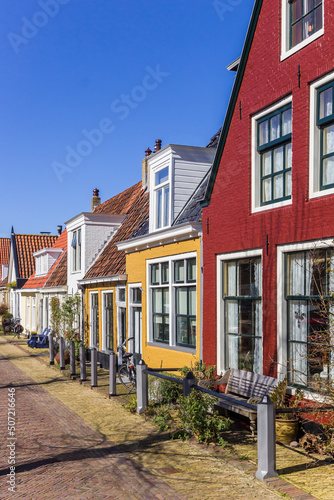 Colorful facades of old houses in Harlingen, Netherlands photo
