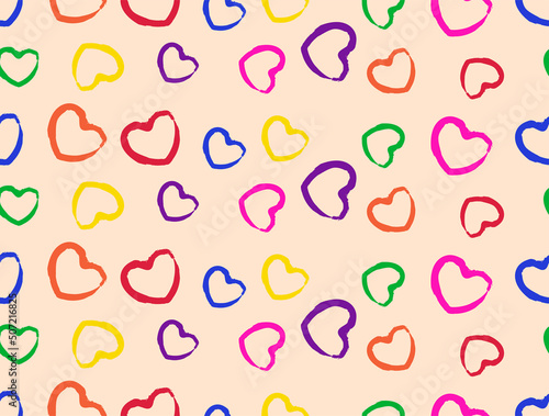 LGBT Pride Month. Seamless pattern colorful heart rainbow color background. Vector.