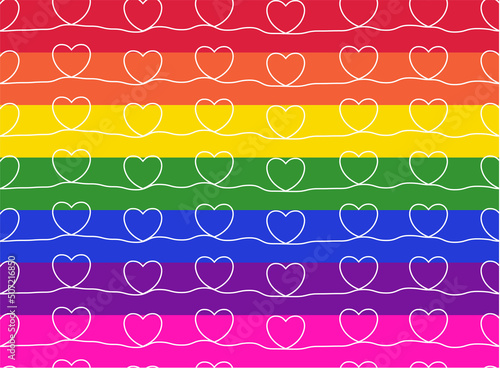 LGBT Pride Month. Seamless pattern colorful heart rainbow color background. Vector.