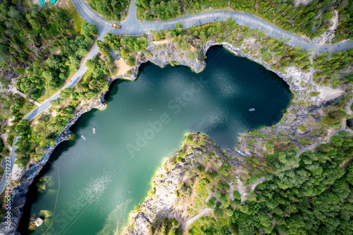 Summer landscape in Karelia. Top view of marble canyon in the mountain park of Ruskeala, Russia © Alexey Oblov