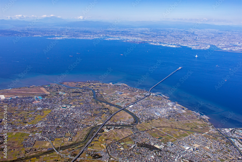 木更津から東京湾とアクアライン・空撮 StockFoto Adobe Stock
