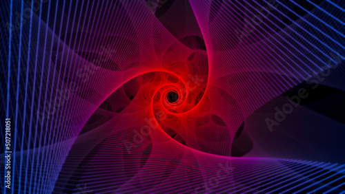 Neon fractal abstract background. 3d geometric futuristic psychedelic color composition 