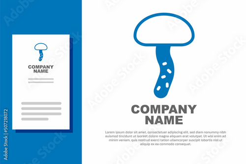 Blue Mushroom icon isolated on white background. Logo design template element. Vector