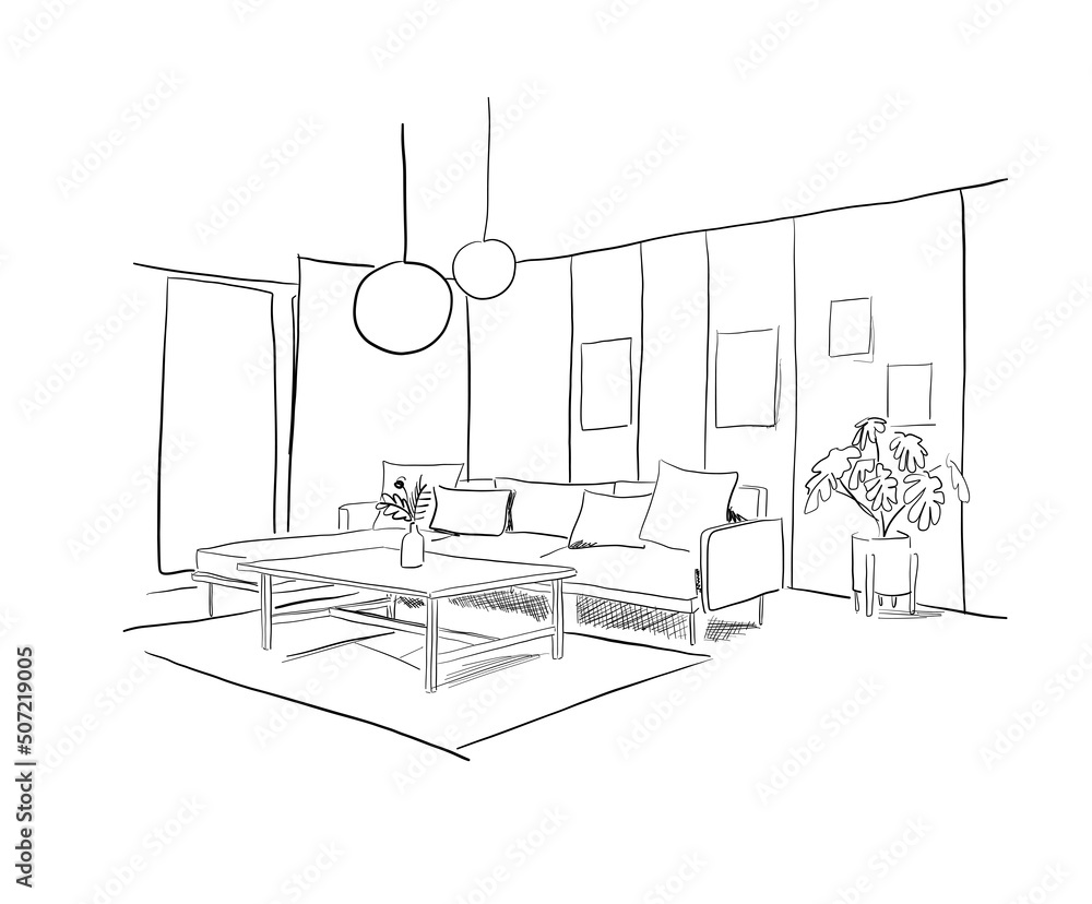 interior design had drawing sketch vector 