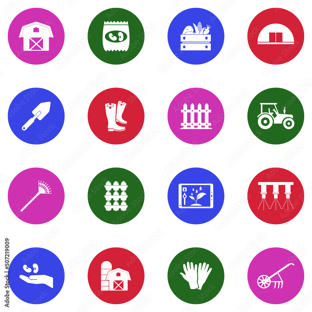 Fototapeta premium Horticulture Icons. White Flat Design In Circle. Vector Illustration.