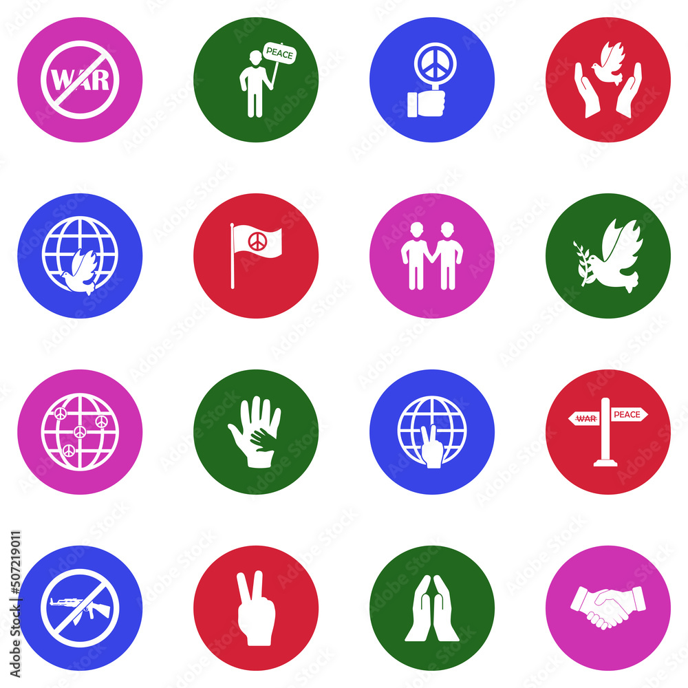 Stop The War Icons. White Flat Design In Circle. Vector Illustration. Stop The War Icons. White Flat Design In Circle. Vector Illustration.