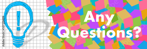 Any Questions Colorful Squares Texture Symbol Left Text  