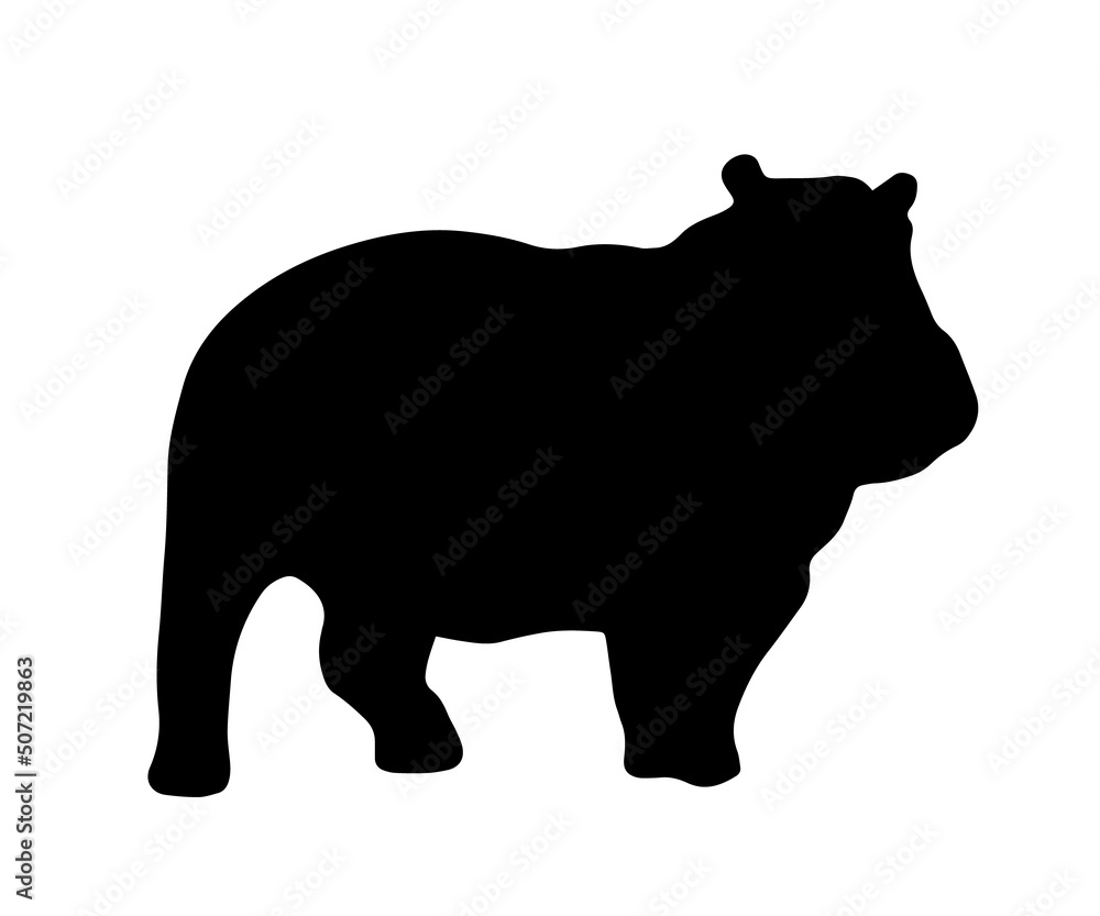 Fototapeta premium beautiful happo standing in style. Hippo silhouette. Vector illustration