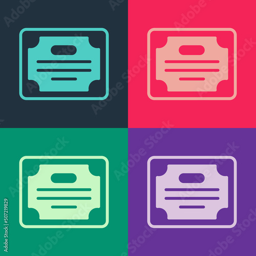 Free Download Pop art Certificate template icon isolated on color background. Achievement, award, degree, grant, diploma concepts. Vector - GFXLoad