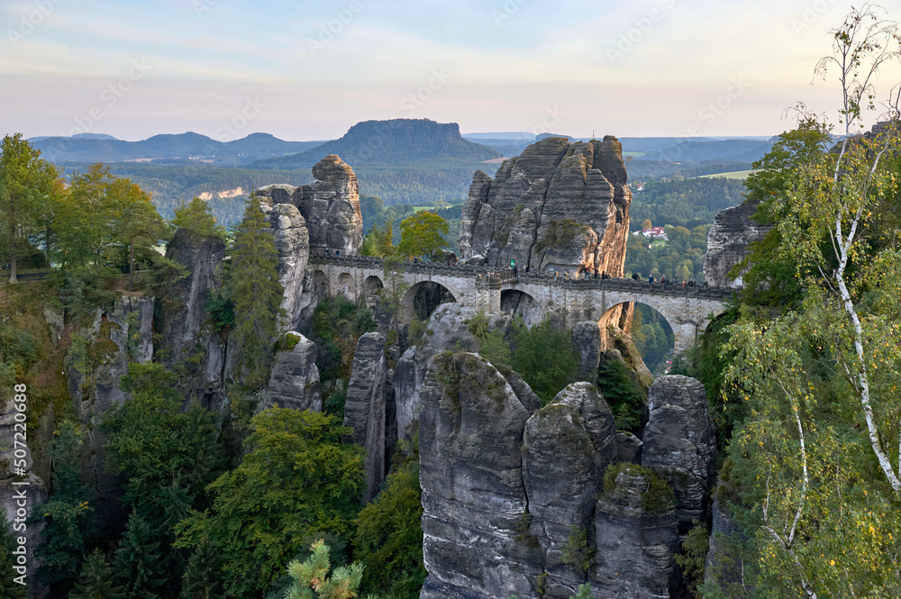 Scenic landscape in Bastei rocks, Germany