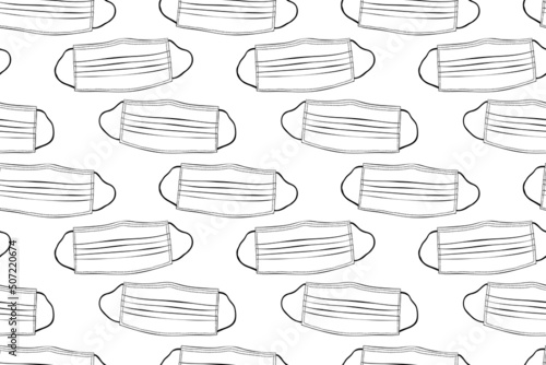 Seamless pattern with medical face masks isolated. Virus protection, quarantine. Coronavirus pandemic. Covid-19