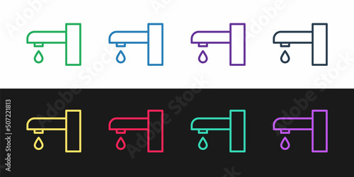 Grunge Water tap icon isolated on white background. Monochrome vintage drawing. Vector