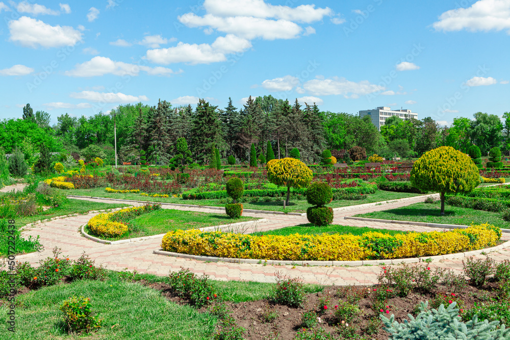 ornamental garden with walking path