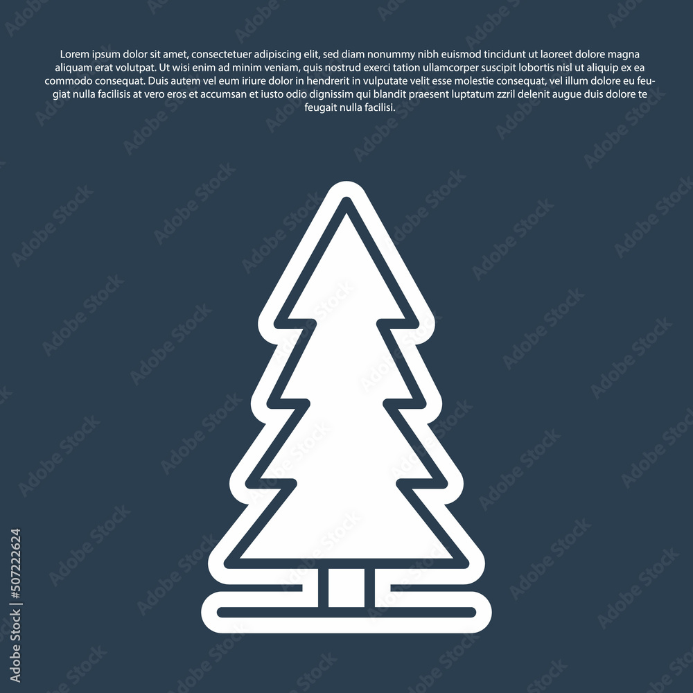 Blue line Canadian spruce icon isolated on blue background. Forest spruce. Vector Blue line Canadian spruce icon isolated on blue background. Forest spruce. Vector