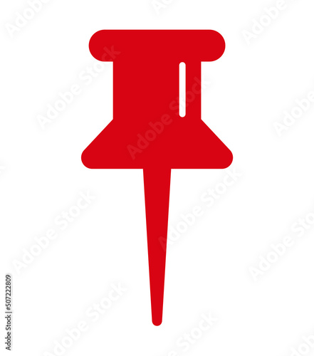 Location Icon, Red pushpin, place pointer, office equipment. Location icon vector. Icon for navigation map, GPS, direction, place, compass. Needle sign for a tag, stationery, and board marker.
