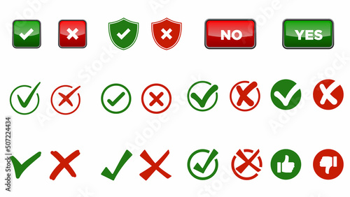 Right wrong tick mark symbol vector illustration