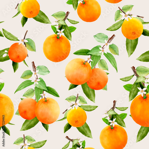 hand drawn orange fruit seamless pattern