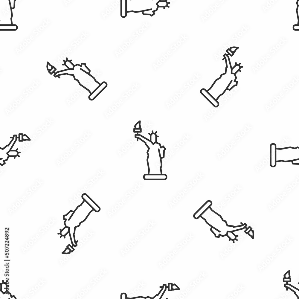 Grey line Statue of Liberty icon isolated seamless pattern on white background. New York, USA. Vector Grey line Statue of Liberty icon isolated seamless pattern on white background. New York, USA. Vector