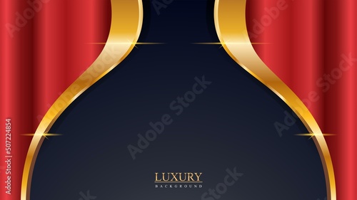 Abstract red gold curtain shiny luxury background template design
