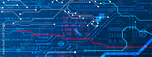 Abstract background on technological and scientific topics. Various techno details with using digital code. Vector format.