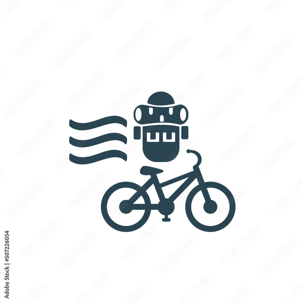 Vector illustration, bike, motorcycle, travel and camping icon. Flat design.