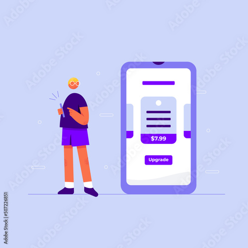 Client choosing pricing subscription plan in flat design
