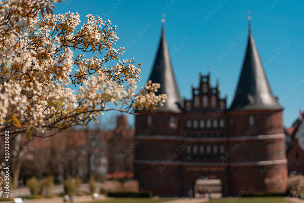 Obraz premium Holstentor im Frühling Lübeck