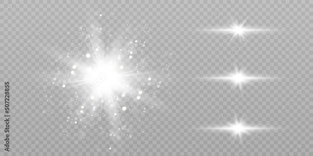 Bright glow effect. Star, sun sparkles on a transparent background. Vector illustration. Bright glow effect. Star, sun sparkles on a transparent background. Vector illustration.