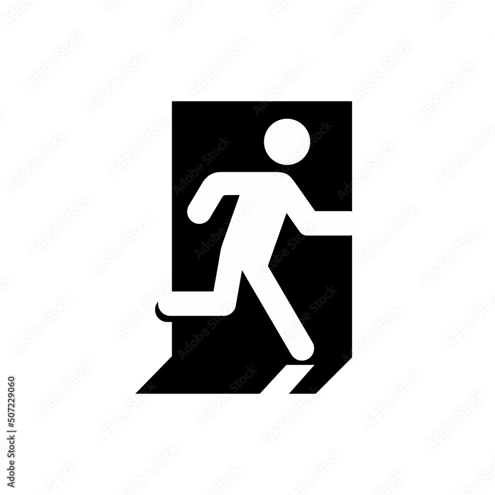 Exit door symbol. Evacuation symbol vector