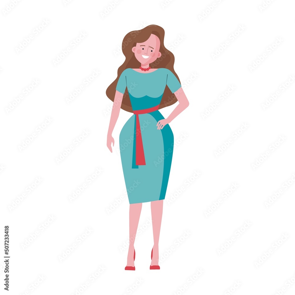 Woman waiting for his family flat vector illustration. Parenthood, family, leisure concept for banner Woman waiting for his family flat vector illustration. Parenthood, family, leisure concept for banner