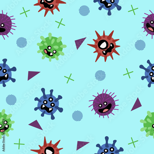 cute bad colorful animal seamless pattern wallpaper with design lite blue.