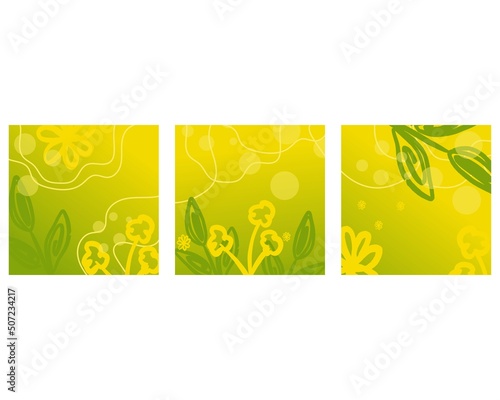 green and yellow background with gradient lines  flowers  leaves  circles for advertising  business poster  postcard