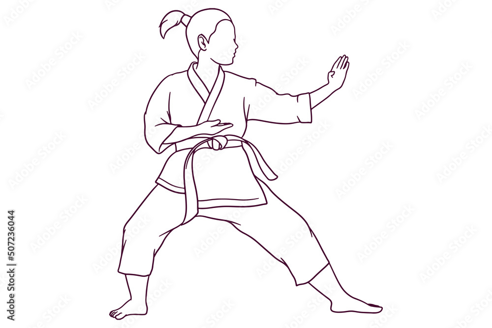 hand drawn female karate fighters illustration hand drawn female karate fighters illustration