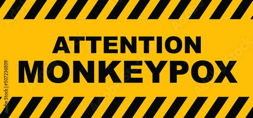 Cartoon monkey virus or monkeypox. The virus belongs to the genus Orthopoxvirus in the family Poxviridae. infectious disease. Vector monkey pox symbol or icon. Stop, signboard logo