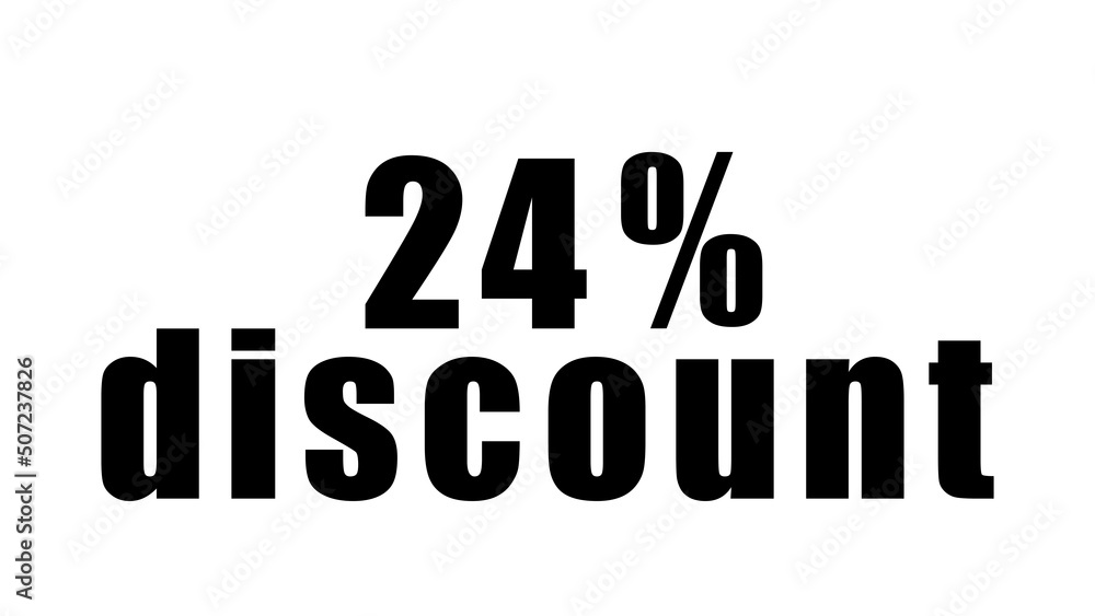 Percentage discount written in black on a high quality isolated white background