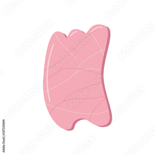 trendy gua sha scraper made of natural stone, massager for facial care. Vector illustration skin care concept.