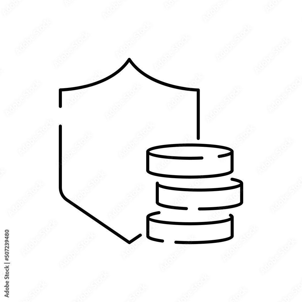 Finance or Money and coin bank account insurance line icon. Vector investment and wealth symbol. Business success. Save and protect Finance or Money and coin bank account insurance line icon. Vector investment and wealth symbol. Business success. Save and protect