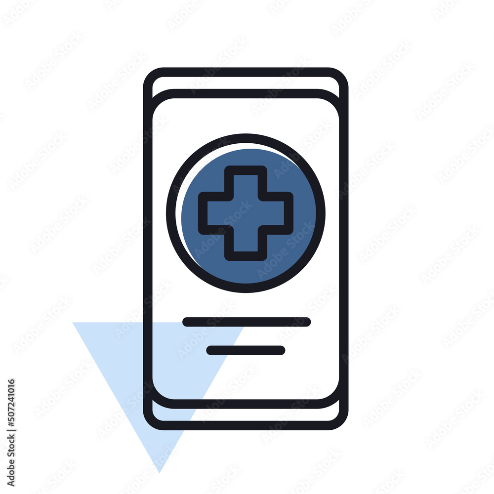 Smartphone with medical cross vector icon Smartphone with medical cross vector icon