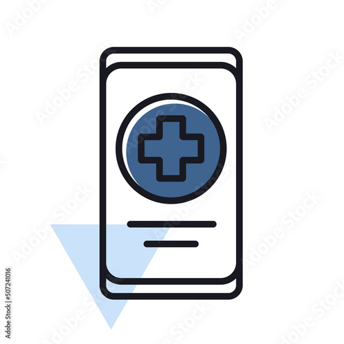 Smartphone with medical cross vector icon