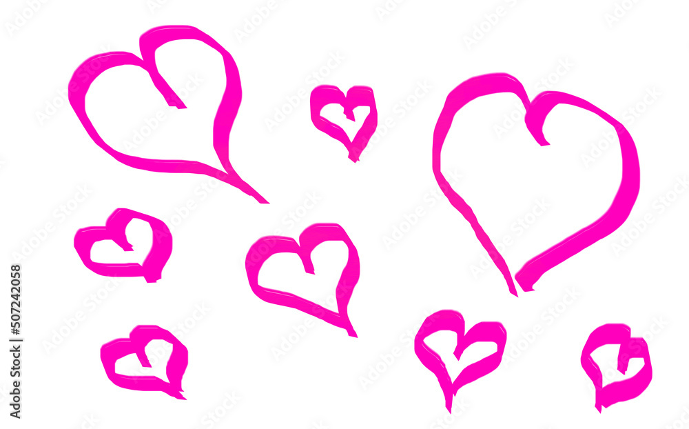 pink hearts drawn by hand