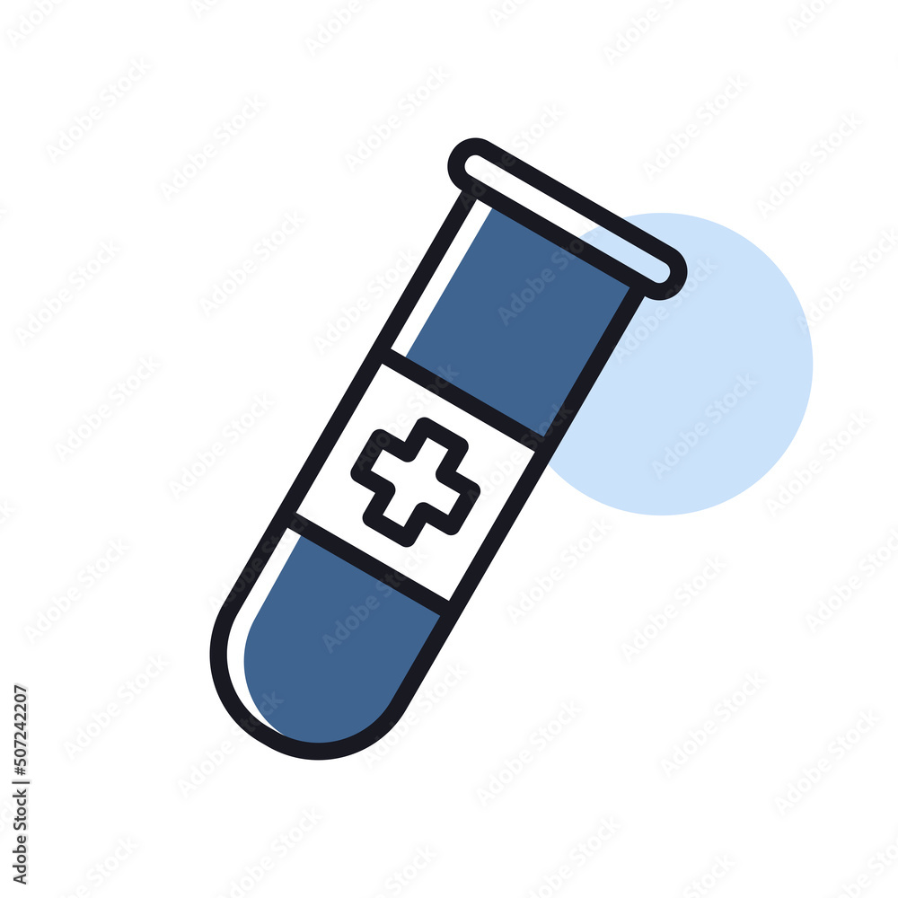 Flask with medical cross vector icon Flask with medical cross vector icon
