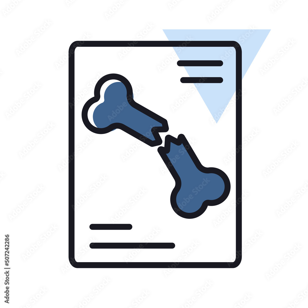 Bone fracture X-ray scan vector icon Bone fracture X-ray scan vector icon