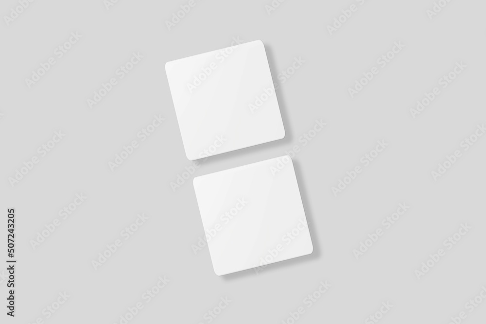 Floating blank square business card for mockup. 3D Render. Floating blank square business card for mockup. 3D Render.